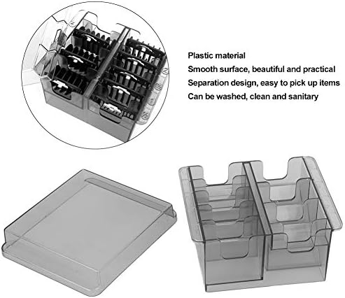 Limit Comb Storage Box, Limit Comb Organizer Clear Grey Clipper Comb Holder Guide Comb Storage Box Rectangular Case Container Box for Barber Shop