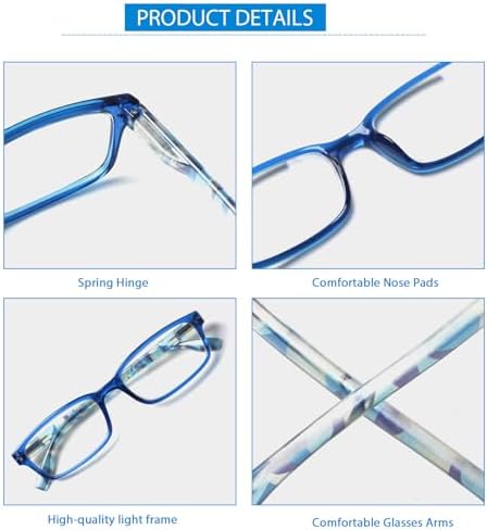 Kerecsen 6-Pack Reading Glasses Blue Light Blocking,Spring Hinge Readers for Men Women,Computer Eyeglasses