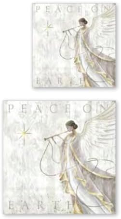 IHR Ideal Home Range Winter Holiday Christmas 3-Ply Paper Napkins, 20-Count, 5" x 5", Angels Grace- Grey