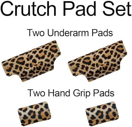 Underarm Crutch's Pad and Hand Grip Covers Universal Forearm Handle Padded Cushion Sets Accessories for Crutches Pads for Armpits (Leopard)