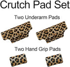 Underarm Crutch's Pad and Hand Grip Covers Universal Forearm Handle Padded Cushion Sets Accessories for Crutches Pads for Armpits (Leopard)