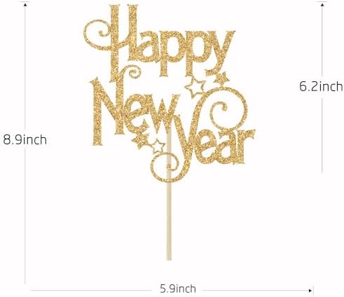 Happy New Year Cake Topper, Welcome 2026, Hello 2026, 2026 Happy New Year Decorations, New Years Eve Party Decoration Supplies Gold Glitter