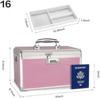 Medicine Box with Combination Lock - 15" x 8.7" x 9.4" First Aid Safe Medication Storage Case, Personal Items Safe Case for Hospital & Home & Outdoor 【Pink】