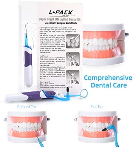 Tooth Stain Remover Tool Oral Care Cleaning Kit with LED Light for Dentist, Family Oral Cleaning, Dental Scraper Tooth Pick Hygiene Set with Mouth Mirror - Easy to Carry and Use