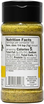Kinder's Organic Lemon Pepper, Premium Quality Seasoning, MSG Free and USDA Certified Organic, 3.5 oz