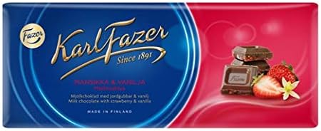 Fazer Karl Fazer Strawberry and vanilla in milk Chocolate 10 bars of 190g
