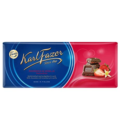 Fazer Karl Fazer Strawberry and vanilla in milk Chocolate 19 bars of 190g