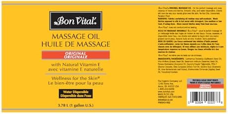 Bon Vital' Original Massage Oil, 1 Gallon Unscented Professional Massage Oil with Natural Oils & Vitamins, Water-Dispersible, No Nut Oils, Smooth Glide for All Massage Modalities