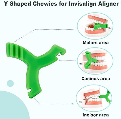 Chewies for Invisalign Aligner, DLENP 8 PCS Y-Shaped Chewies for Aligner Trays Seater Orthodontic Munchies for Invisalign(8 Pcs Green/Mint Flavor)