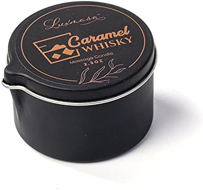 Soybean Wax Warming Massage Oil Candle for Stress Relief and Skin Moisturizing, Romantic Gift SPA Use Home Scented Candle Body Oil Caramel Whisky Scent 2.35 OZ