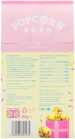 Popcorn Shed, Yellow 3 x Birthday Cake Gourmet Popcorn Sheds, Vanilla Cake Caramel Flavoured Popcorn with White Chocolate and Sprinkles 3 x 80g, Popcorn Gift