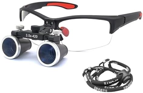 Dental Loupes with Light 2.5X 3.5X Surgical Binocular Magnifier & Dental Headlight with Filter (3.5X-420)