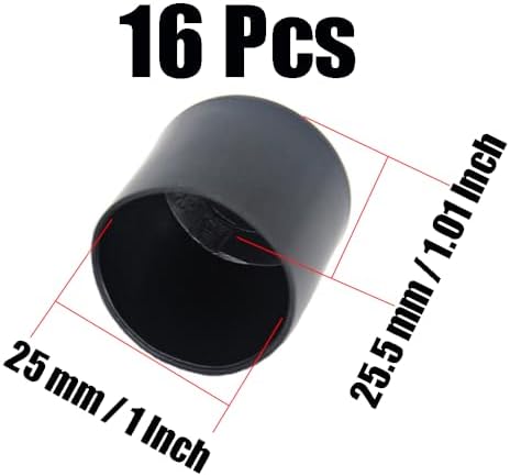 16Pcs 1 Inch (25mm) Round Rubber Chair Leg Tips Caps, Chair Table Leg Covers Floor Protectors, Chair Leg End Caps for Furniture, Chair, Table
