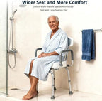 U Shaped Swivel Shower Chair with Arms & Back Support, 360° Rotating Bath Seat with Adjustable Width & Height, Shower Stool & Tub Seat for Elderly Disabled Adults, 330 LBS Weight Capacity