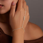 Spring Pink Hand Chain Bracelets for Women, Dainty Gold Ring Bracelet with Created Pink/Red/Blue/Navy Daimond, Womens Spring Jewelry Outfits for Party, Wedding