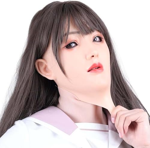 Silicone Female Mask with Makeup Realistic Full Head Face Mask for Crossdresser Cosplay Halloween