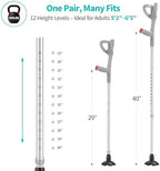 Foldable Forearm Crutches for Adults (Pair) – Adjustable Aluminum Elbow Crutches (Fits 5'2" to 6'5"), Lightweight & Travel-Friendly, Non-Slip Arm Crutches for Walking, Elderly, Disabled, Men & Women
