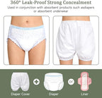2Pack Adult Diaper Cover for Incontinence,Unisex Leak-Protection Pants Over Diapers Waterproof, Washable Adult Incontinence Briefs,Reusable Underwear for Men Women Supplies,White,S