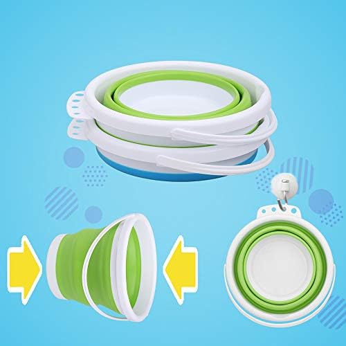 3L Jumbo Foldable Buckets, Sand Beach Toy Silicon Pails for Kids Adults, Collapisible Water Buckets Sandbox Kit Tool Multi Use for Outdoor, Cleaning Washing, Camping, Traveling, Towels, Picnic 3 Pack
