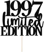 Limited EDITION 1997 cake topper 29th birthday happy birthday cake topper men and women cheer 29 years old handmade black glitter cake decoration (1997)