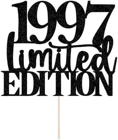 Limited EDITION 1997 cake topper 29th birthday happy birthday cake topper men and women cheer 29 years old handmade black glitter cake decoration (1997)