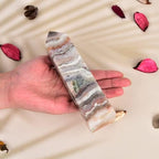 JIC Gem Natural Gemstone Healing Crystal Points Wand Striped Agate Single Terminated Healing Crystal Obelisk Tower Wand Decor Chakra Stone 1-1.3 Lbs
