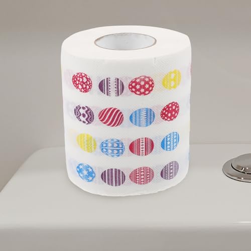 2 Rolls Easter Tissue Paper, Cute Egg Printed Soft Toilet Paper for Bathroom, Creative Kitchen Tissue for Spring Easter Home Household Accessories