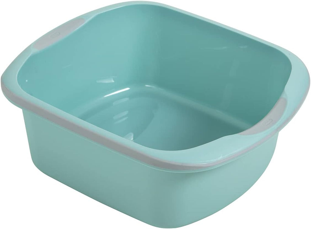 Addis Premium Soft Grip Large Rectangular Washing Up Bowl, 9.5 Litre, Sea Mist
