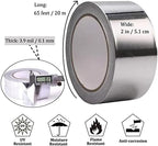 Aluminum Foil Duct Tape Heavy Duty Waterproof, Premium Silver Metal HVAC Heat Tapes (2"*65Feet,3.9mil), High Temperature, Dryer Vent Insulation Tape for Ductwork, Ducting, Sealing, Patching, Furnace