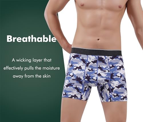AIRCUTE Washable Urinary Incontinence Soft Underwear for Men, Dry Performance Boxer Briefs for Bladder Leaks, 1 Pack (Large, Gray-Camouflage)