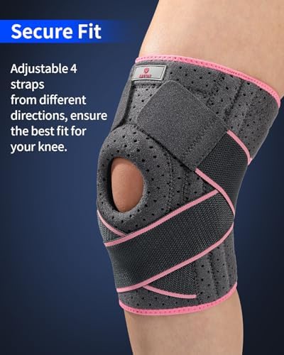 ABYON Adjustable Knee Brace for Meniscus Tear - Maximum Knee Support for Men and Women with Dual Side Stabilizers & Crossed Compression Straps for ACL, MCL, LCL, Patella Injury and Post-Surgery Recovery - Please Check Sizing Video Before Buying
