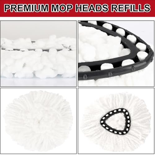 10 Pack Spin Mop Replacement Heads, 100% Microfiber Spin Mop Refill for Easy Wring Compatible with Triangle Spin Mop, 360 Degree Spinning Mop Replace Head for Floor Cleaning