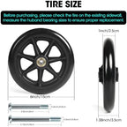 6 Inch Wheelchair Wheels (1 Pair) - Replacement Wheels with Narrow Wear-Resistant PU Tires for Wheelchairs, Walkers, Rollators， Essential Wheelchair and Walker Accessories