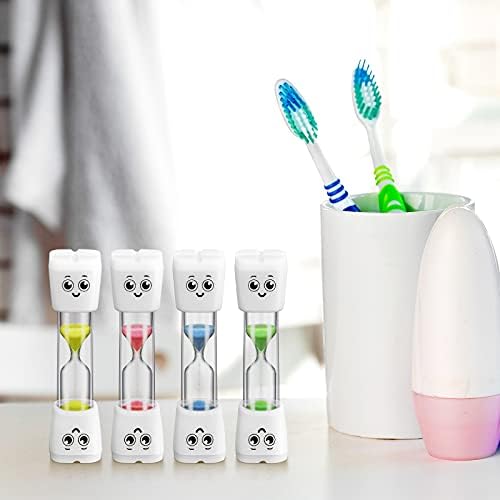 Weewooday 4 Pieces Toothbrush Timer 2 Minute Sand Timer Smile Pattern Tooth Brushing for Proper Tooth Brushing Oral Hygiene(Blue, Pink, Yellow, Green)