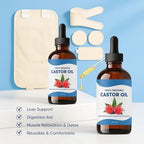 Tavio Castor Oil Pack, Castor Oil Liver Wellness Pack Wrap Kit, Organic Cotton Reusable Pads Kit for Hot/Cold Compress, Muscle Relaxation & Detox (1)