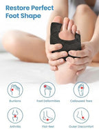 Bunion Corrector for Women & Men, Breathable Toe Straightener for The Thumb and Little Toe, Comfortable & Adjustable for Day/Night Use (Black, 1 Pair)