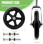 2 Pack 6 Inch Rubber Wheelchair Wheels Replacement for Walkers, Rollators, Wheelchairs,Durable Anti-Slip ABS Wheel Hub- Universal Aid Wheels for Adults, Seniors, Black