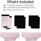 Underarm Crutch's Pad and Hand Grip Covers Universal Forearm Handle Padded Cushion Sets Accessories for Crutches Pads for Armpits (Pink)