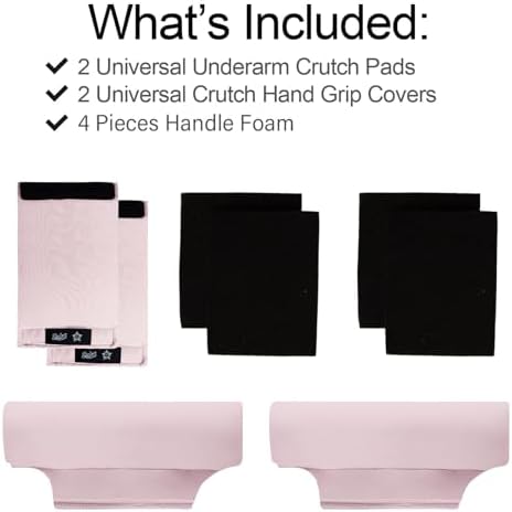 Underarm Crutch's Pad and Hand Grip Covers Universal Forearm Handle Padded Cushion Sets Accessories for Crutches Pads for Armpits (Pink)