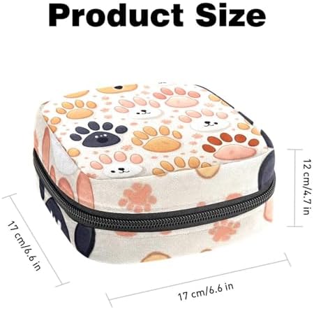 Cat Dog Animals Paw Menstrual Pad Purse for School, Tampons Collect Pouch for Women Girls, Soft Sanitary Napkin Disposal Bags