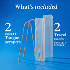 Mouthology Copper Tongue Scraper for Adults (2 Pack), Reduce Bad Breath, Metal Tongue Scraper, Tongue Cleaner, Tongue Scraper, Tongue Scrubber, Tongue Cleaner for Adults, Tongue Scraper Reusable