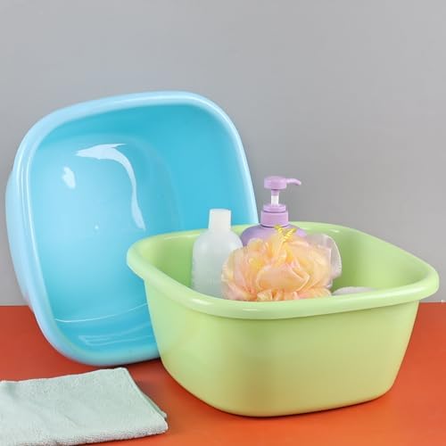 2 Pack Square Plastic Wash Basin, 16 Quart Dish Pan Tubs