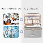 Medicine Storage Bag Pill Bottle Organizer with Portable Small Pouch Travel Medication Bottle Organizer for Emergency Home First Aid Box Kit (Gray)