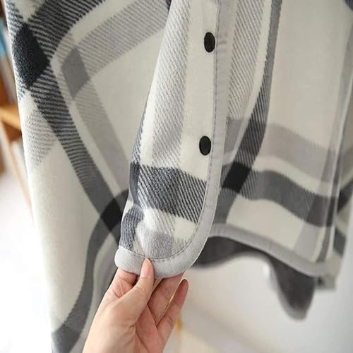 REUset Warm Blanket, Wearable Thickening Warm Knee Blanket for Wheelchair with Buttons Doublelayer Extra Wearable Thickening Old Man Shawl for Warm Gift