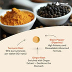 Turmeric Tablets with Black Pepper & Ginger - Curcumin - 180 Turmeric and Black Pepper Tablets (3 Month) High Strength Active Turmeric Supplements Not Capsules, by New Leaf