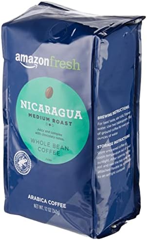 Amazon Fresh, Nicaragua Whole Bean Coffee, Medium Roast, 12 Oz