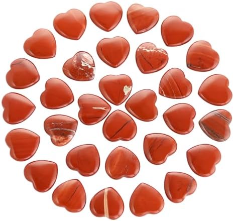 20 Packs of Tumbled Polished Natural Red Jasper Crystals Heart Stones, Crystals and Healing Stones Quartz Bulk for Wicca, Reiki, Healing Energy, Chakra Stones, Witchcraft Supplies