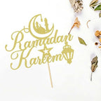 Gold Glitter Ramadan Kareem Cake Topper - Ramadan Muslim Islamic Decoration - Muslim Islam Eid Celebration Decoration