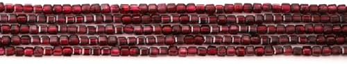 Faceted Natural Dark Red Garnet 2-3mm Cube Square Loose Beads Gemstone Small Loose Beads Healing Crystal Energy Stone for DIY Jewelry Making 15"