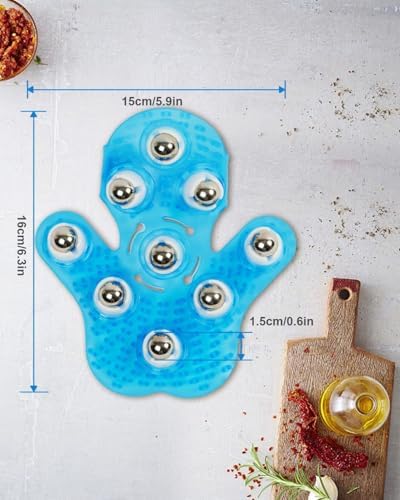 Hand Massager Gloves with 9 360-Degree Kneading Rollers - Palm Massager, Hand Roller & Thumb Saver Tool for Hand Massage, Muscle Pain Relief - Manual Deep Tissue Relaxation, Blue